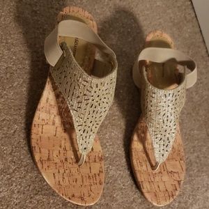 Gold cork sandals. Croft & Barrow